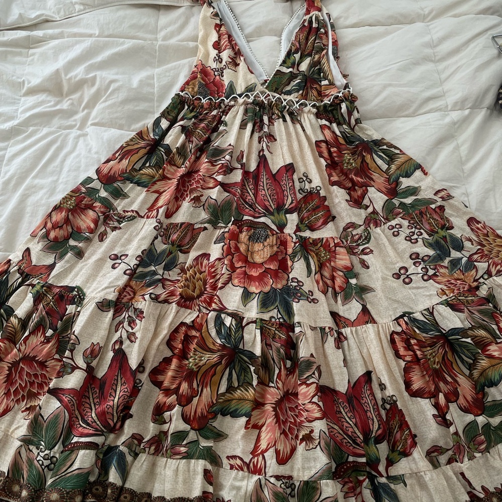 Floral Sleeveless Maxi Dress - Cream and Red
